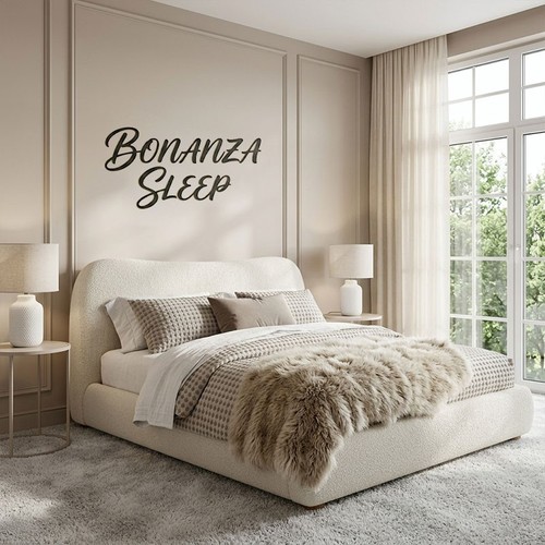 Luxury bed frame boucle fabric - bed,