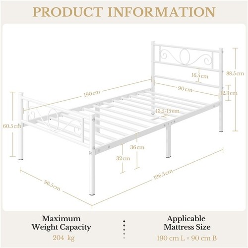 Single metal bed frame with - single,