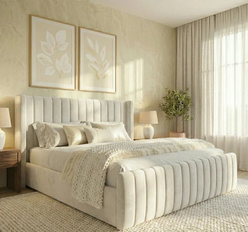 Winged upholstered bed - winged, frame
