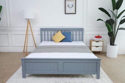 Grey wooden bed frame with - grey,